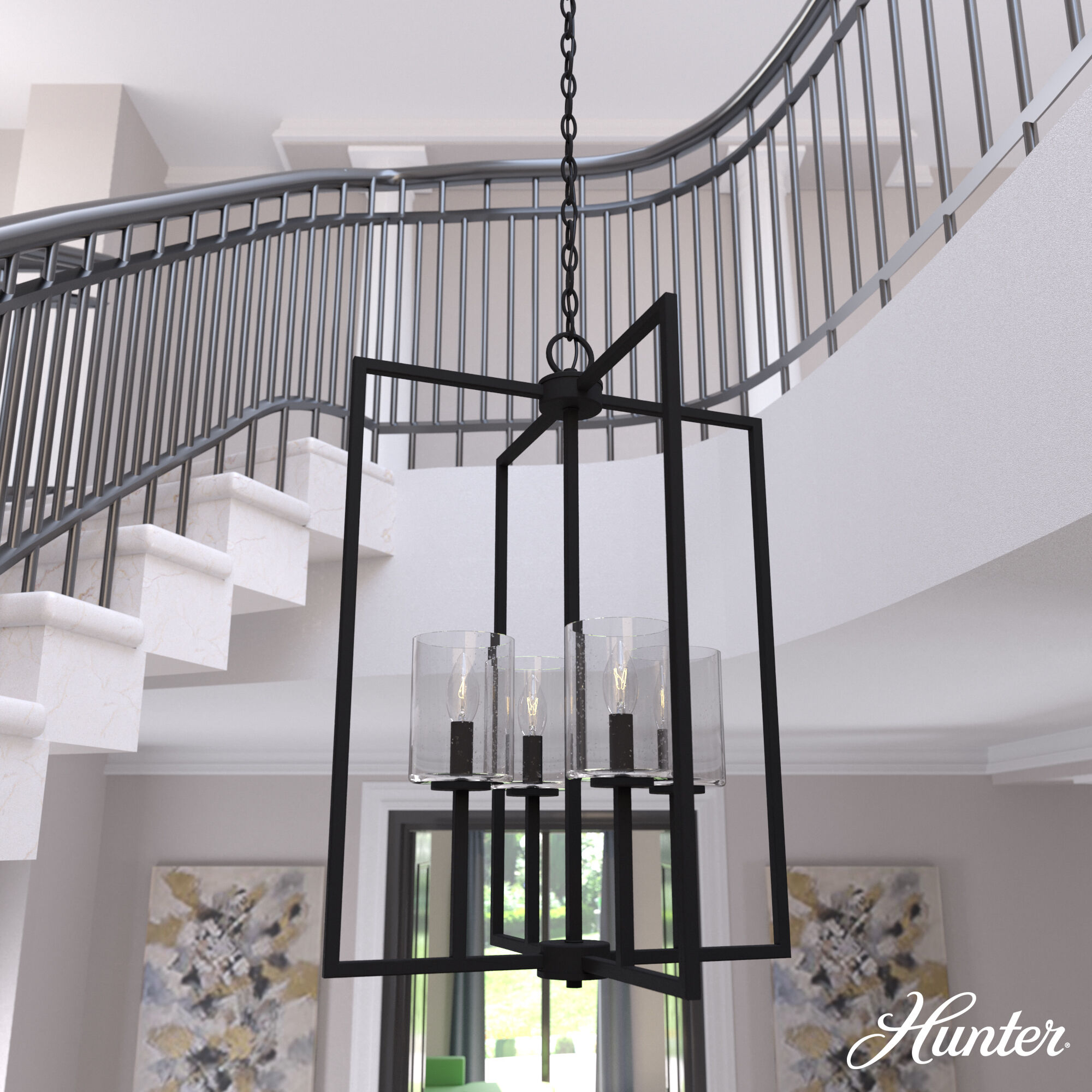 Kerrison 4 Light 19 inch Natural Black Iron Foyer Pendant Ceiling Light