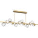 Luna LED 72 inch Gilded Brass Chandelier Ceiling Light in 3000K LED, Zircon Inner - Clear Outer, Twisted Branch
