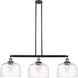 Franklin Restoration Bell LED 42 inch Black Antique Brass Island Light Ceiling Light in Clear Deco Swirl Glass