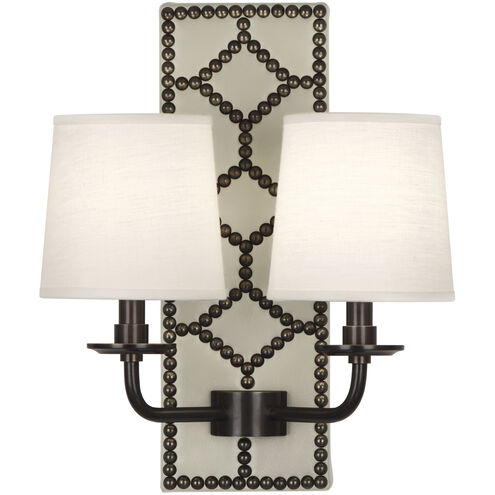 Williamsburg Lightfoot 2 Light 13.5 inch Bruton White Wall Sconce Wall Light in Deep Patina Bronze