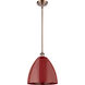Ballston Plymouth Dome 1 Light 12 inch Antique Copper Pendant Ceiling Light in Matte Red