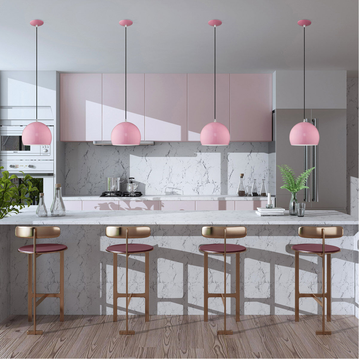 Allison 1 Light 10 inch Shiny Pink Mini Pendant Ceiling Light