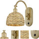 Woven Rattan Sconce Wall Light in Satin Gold