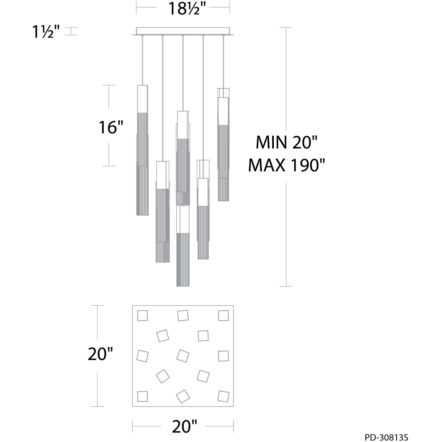 Cinema LED 20 inch Black Indoor Hanging Lighting Ceiling Light