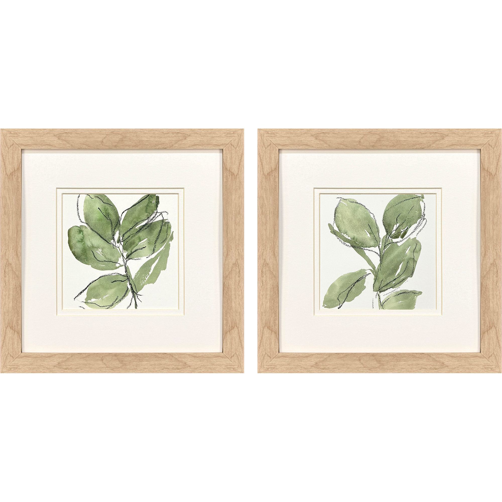Summer Leaves Green and Black and White Framed Art, Propac