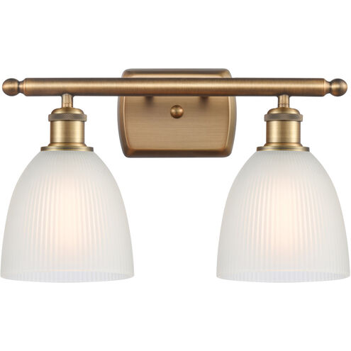 Ballston Castile 2 Light 16 inch Brushed Brass Bath Vanity Light Wall Light in White Glass, Ballston