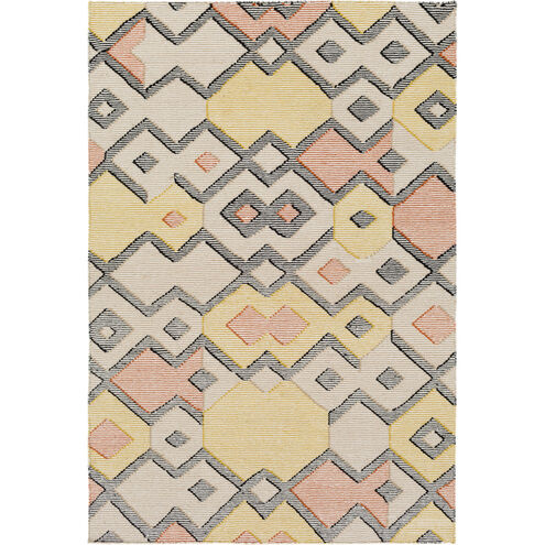 Cameroon 90 X 60 inch Orange and Yellow Area Rug, Wool and Cotton