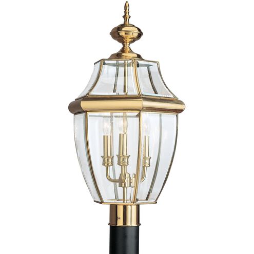 Lancaster 3 Light 24 inch Polished Brass Outdoor Post Lantern