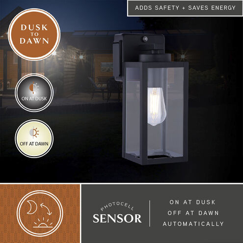 Lombard 1 Light 12.25 inch Textured Black Outdoor Wall Lantern, Integrated GFCI Outlet