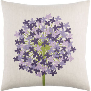 Agapanthus 22 X 22 inch Grass Green and Violet Throw Pillow