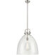 Newton Bell 1 Light 18 inch Satin Nickel Pendant Ceiling Light in Clear Glass