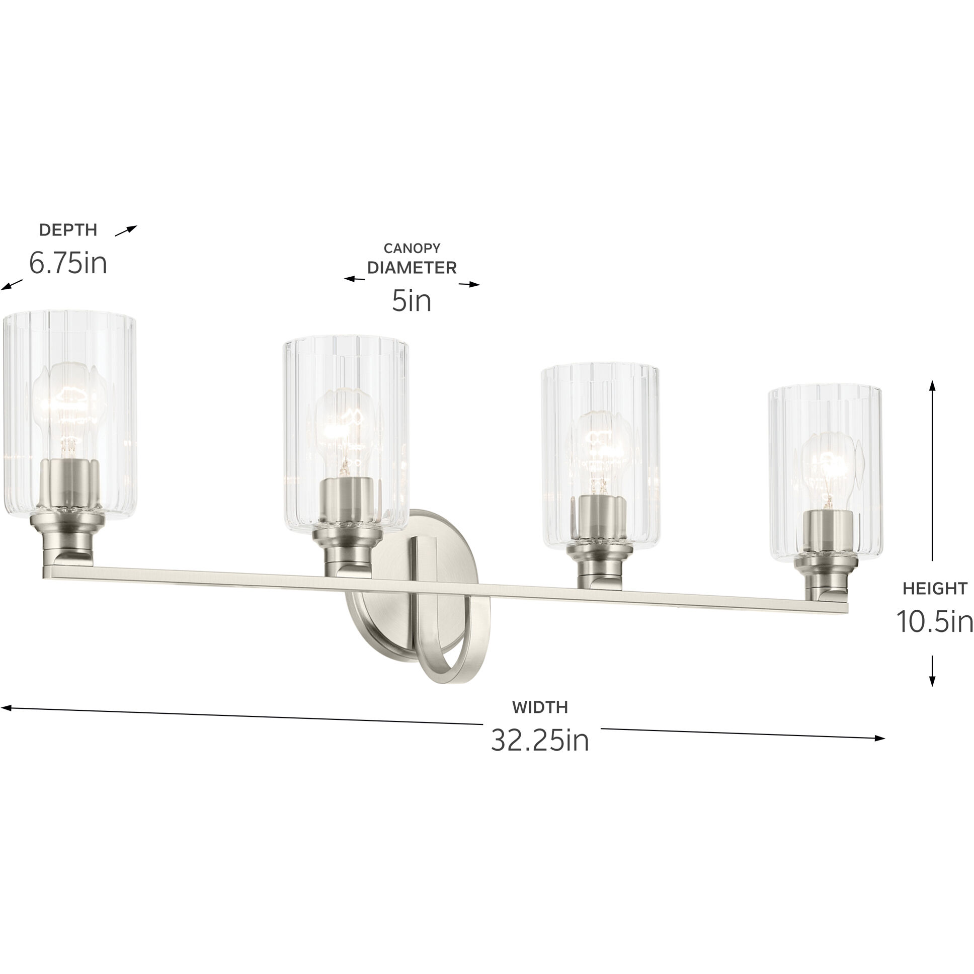 Gioe 4 Light 32.25 inch Brushed Nickel Vanity Light Wall Light