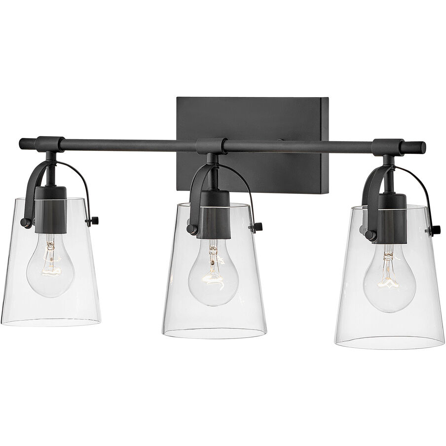 Foster 3 Light 22.75 inch Black Vanity Light Wall Light in Clear