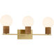 Jarrell 3 Light 24 inch Warm Brass Bathroom Vanity Light Wall Light