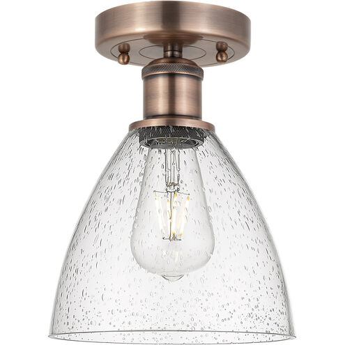 Bristol Glass 1 Light 7.5 inch Antique Copper Semi-Flush Mount Ceiling Light