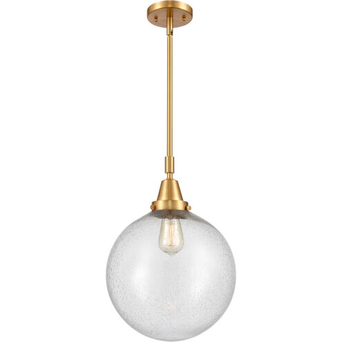 Franklin Restoration Beacon 1 Light 12 inch Satin Gold Mini Pendant Ceiling Light in Seedy Glass