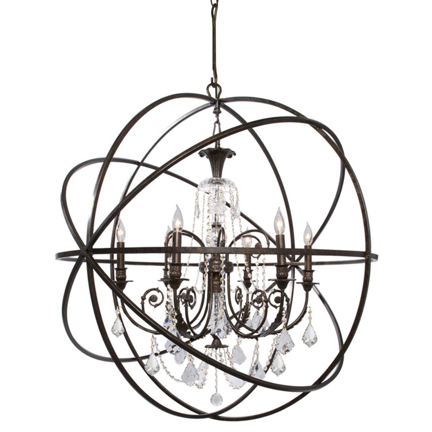 Solaris 6 Light 40 inch English Bronze Chandelier Ceiling Light in Clear Hand Cut