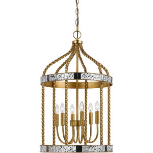 Glenwood 6 Light 16 inch French Gold and Antique Mirror Pendant Ceiling Light