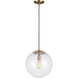 Leo - Hanging Globe 1 Light 14 inch Satin Brass Pendant Ceiling Light