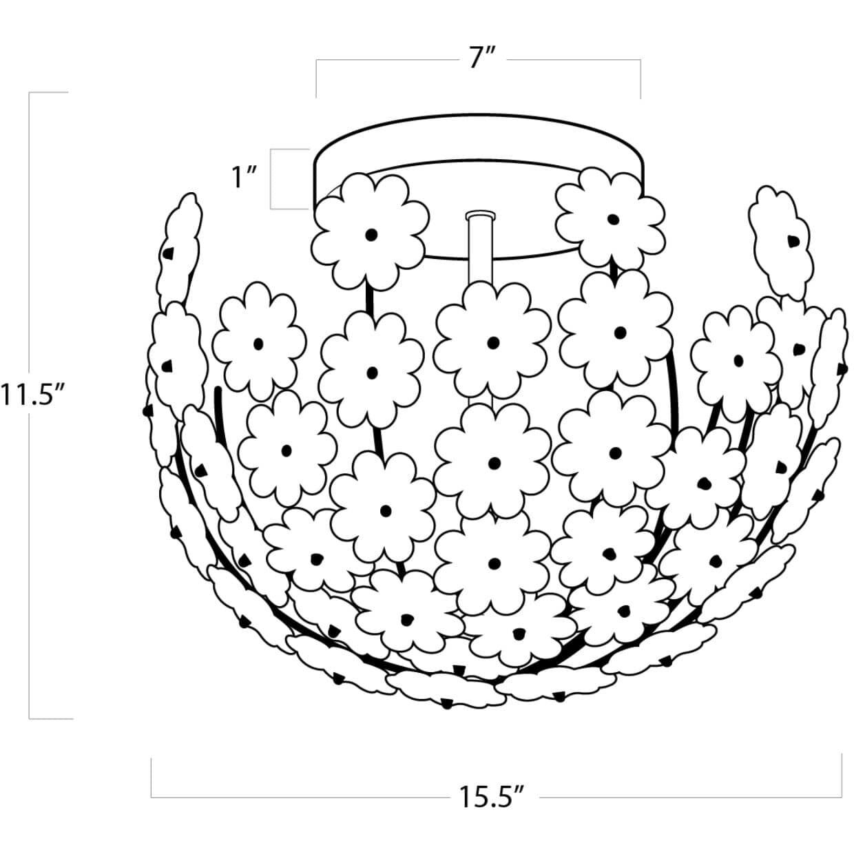 Charlotte 2 Light 15.5 inch Natural Brass Flush Mount Ceiling Light, Semi Flush Mount