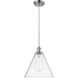 Ballston Cone 1 Light 12 inch Polished Chrome Mini Pendant Ceiling Light in Seedy Glass
