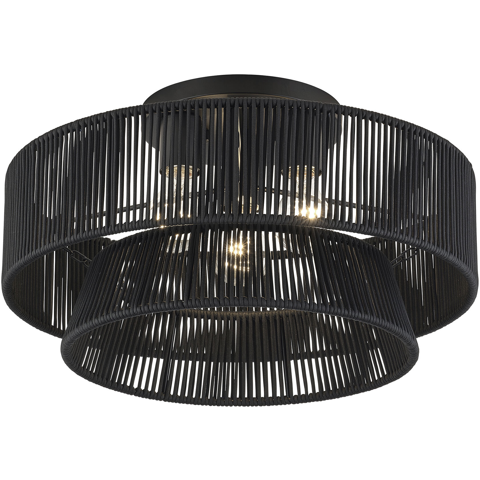 Florell 3 Light 18 inch Black Semi Flush Mount Ceiling Light, Large