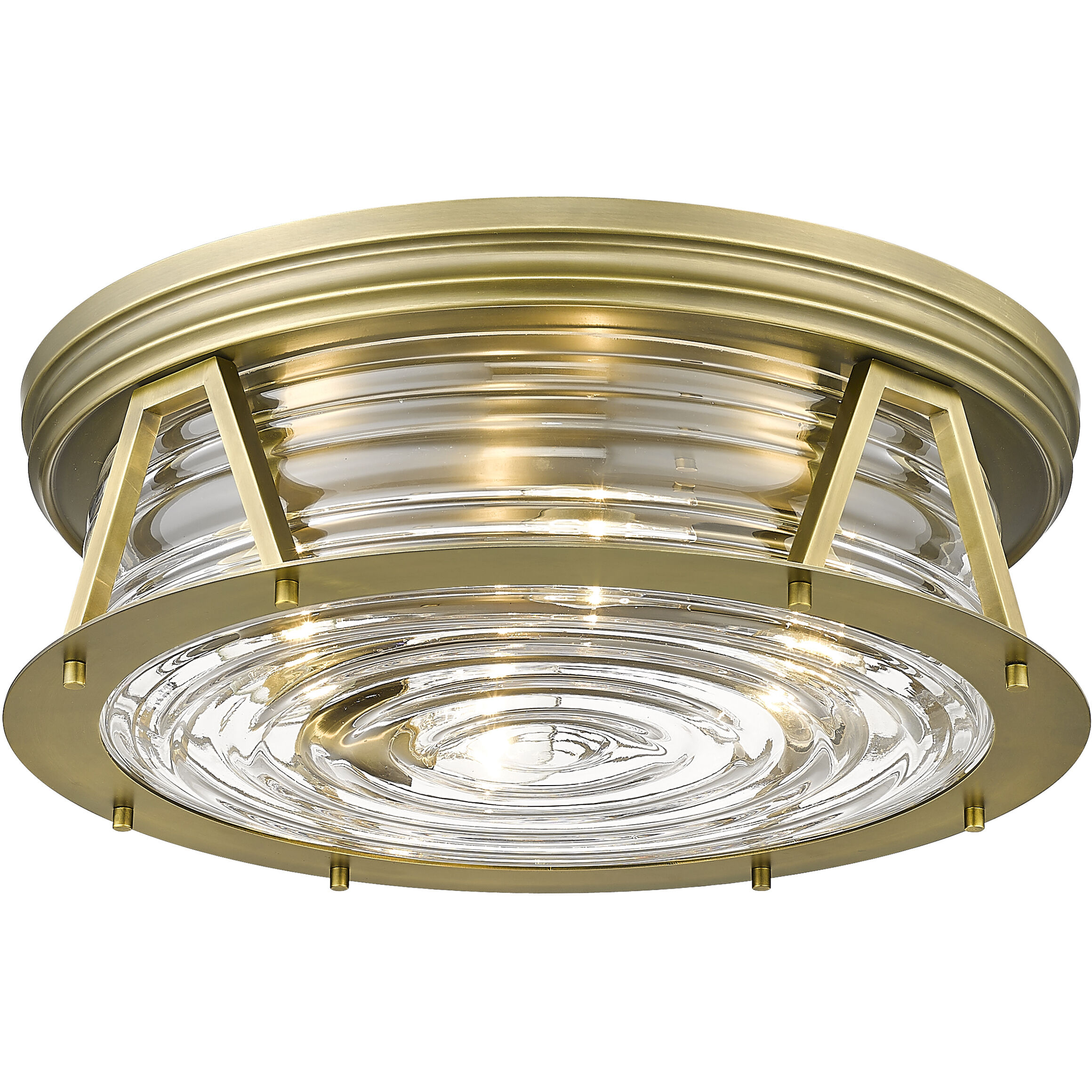 Cape Harbor 4 Light 20 inch Rubbed Brass Flush Mount Ceiling Light