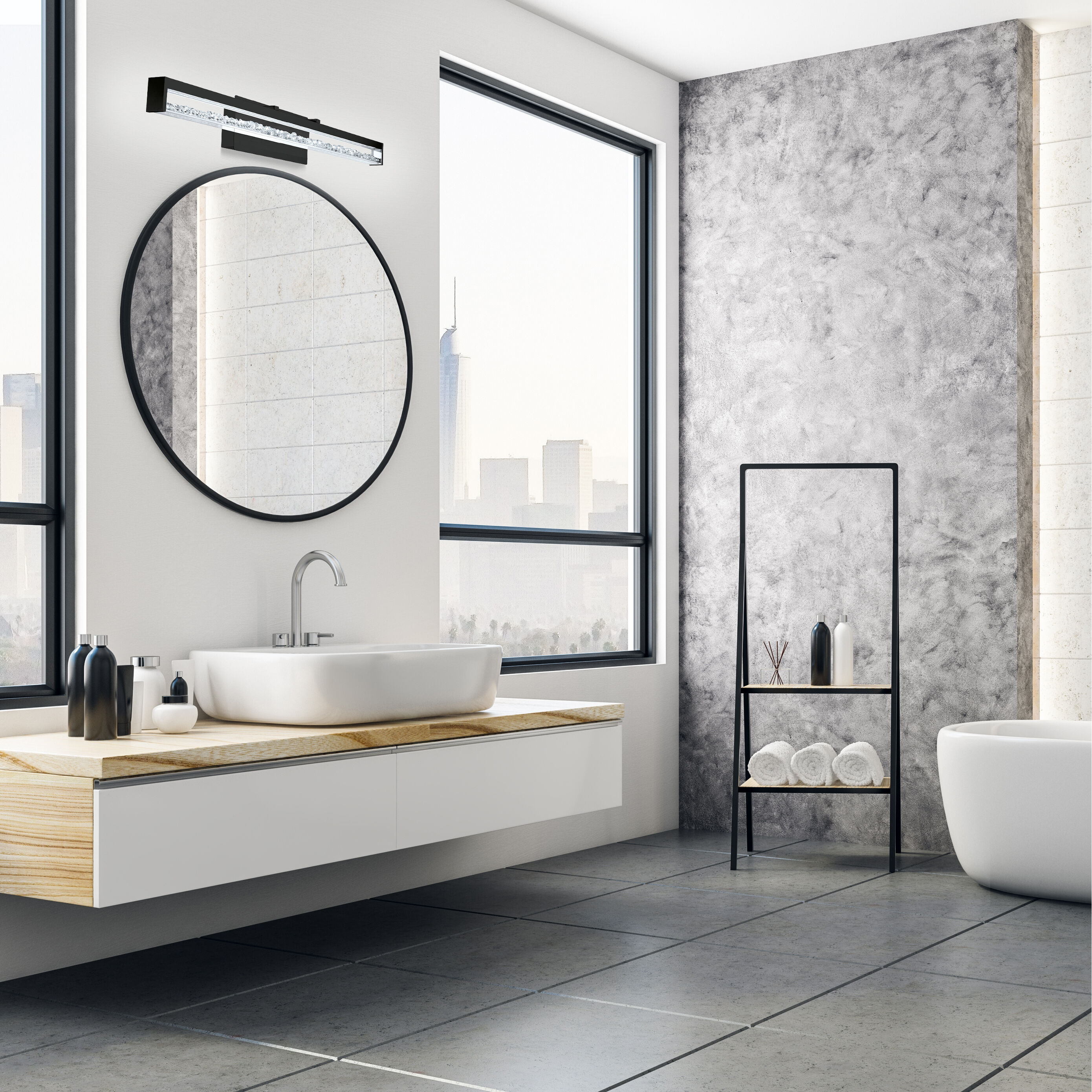 Cardito LED 39.37 inch Matte Black Bath Vanity Wall Light