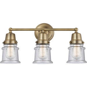 Aditi Canton 3 Light 21 inch Brushed Brass Bath Vanity Light Wall Light in Seedy Glass