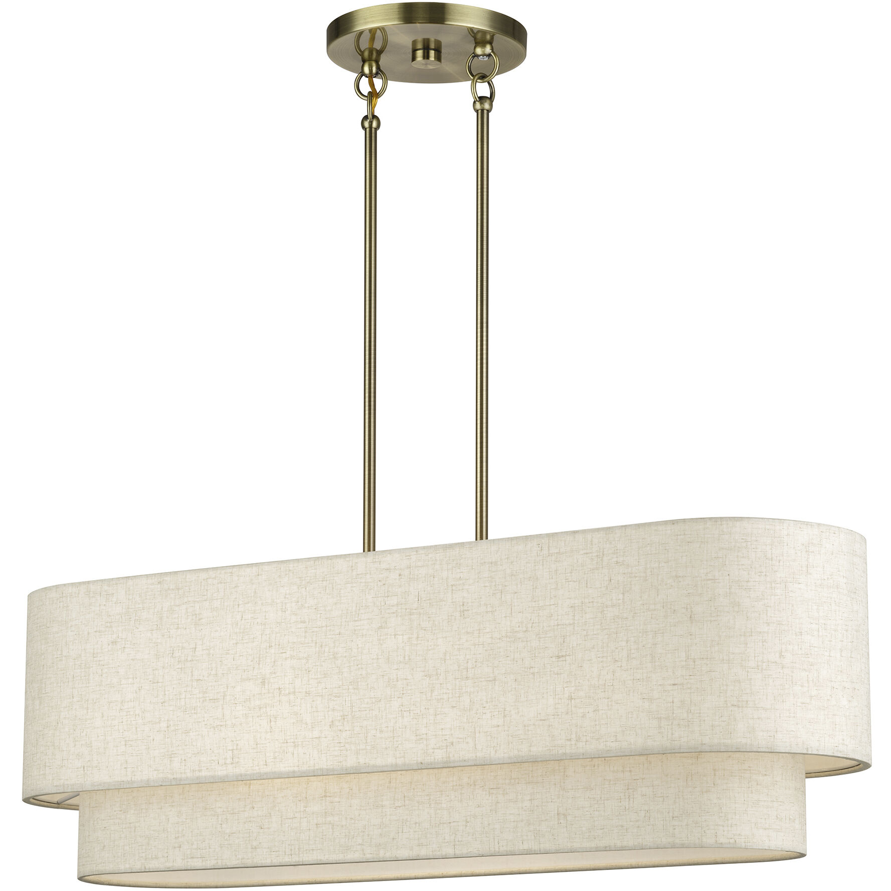 Manorwood 4 Light 36 inch Antique Brass Linear Chandelier Ceiling Light, Large