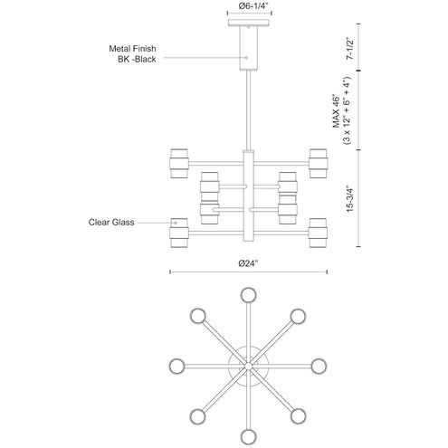 Copenhagen LED 24 inch Black Outdoor Pendant