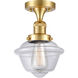 Franklin Restoration Small Oxford 1 Light 8 inch Satin Gold Semi-Flush Mount Ceiling Light in Clear Glass, Franklin Restoration