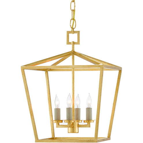 Denison 4 Light 12 inch Contemporary Gold Leaf Lantern Pendant Ceiling Light, Small