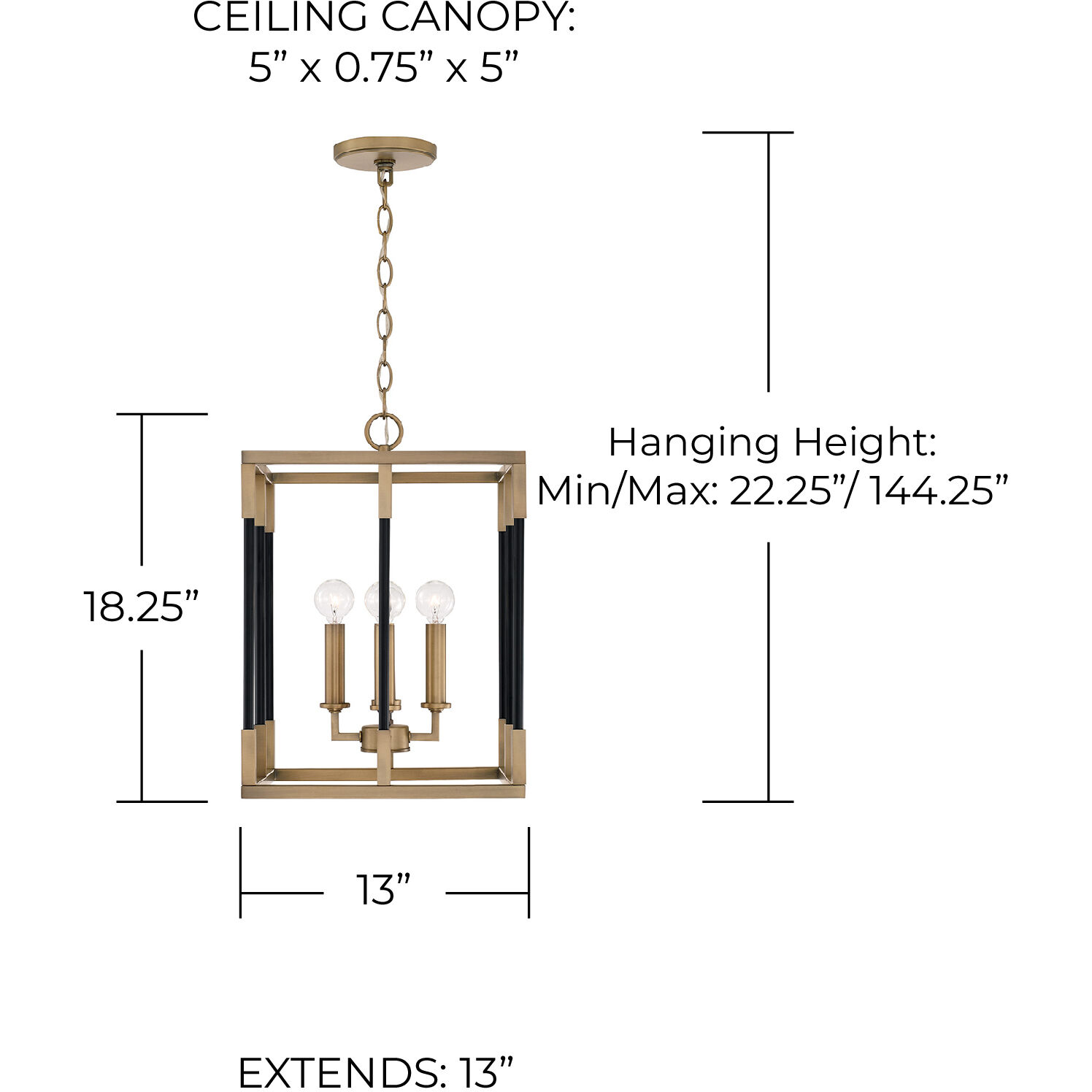 Bleeker 4 Light 13 inch Aged Brass and Black Foyer Ceiling Light