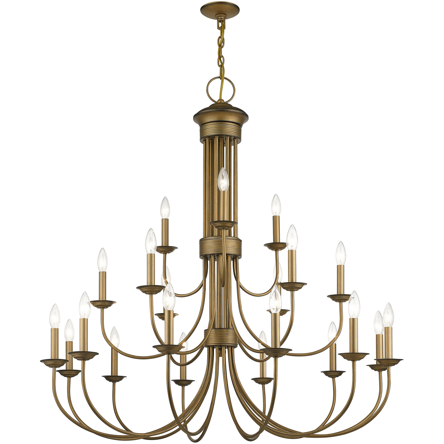 Estate 21 Light 42 inch Antique Gold Leaf Chandelier Ceiling Light, Extra Large