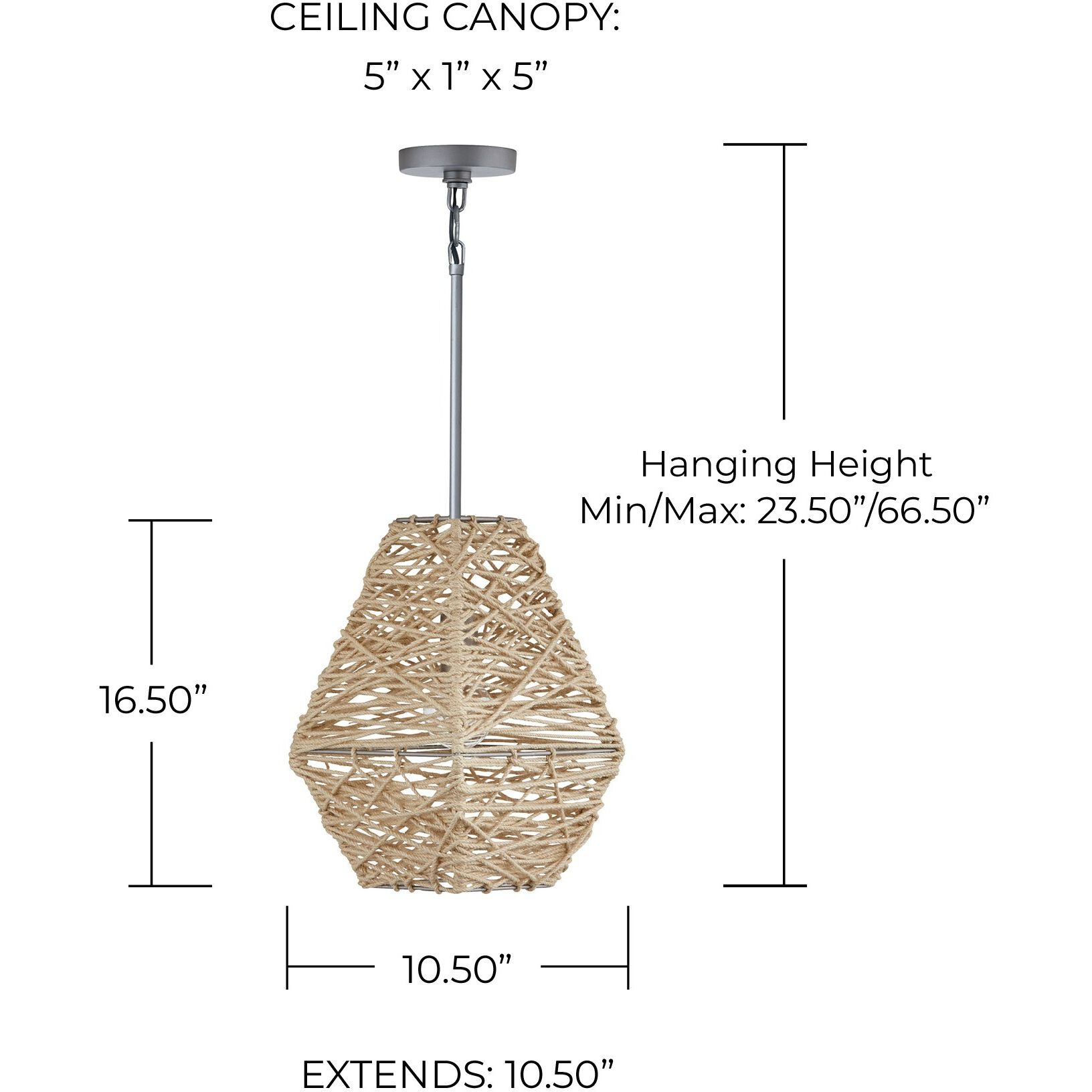 Finley 1 Light 10.5 inch Natural Jute and Grey Pendant Ceiling Light