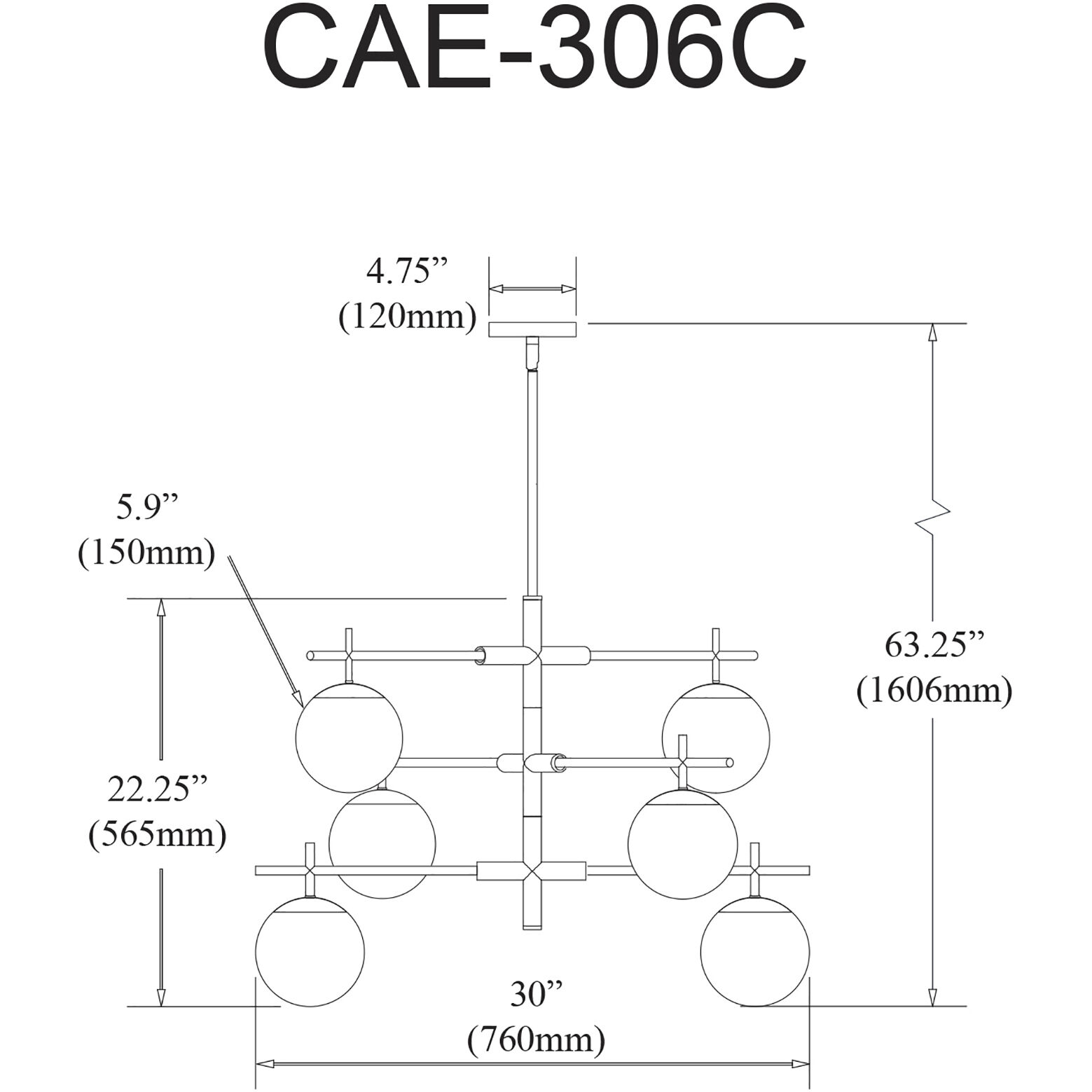 Caelia 6 Light 30 inch Matte Black Chandelier Ceiling Light