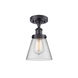 Ballston Small Cone LED 6 inch Matte Black Semi-Flush Mount Ceiling Light in Clear Glass, Ballston