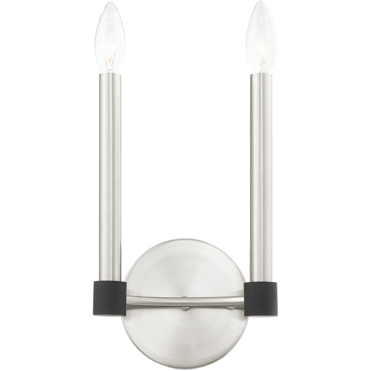 Karlstad 2 Light 7 inch Brushed Nickel with Satin Brass Accents ADA Sconce Wall Light
