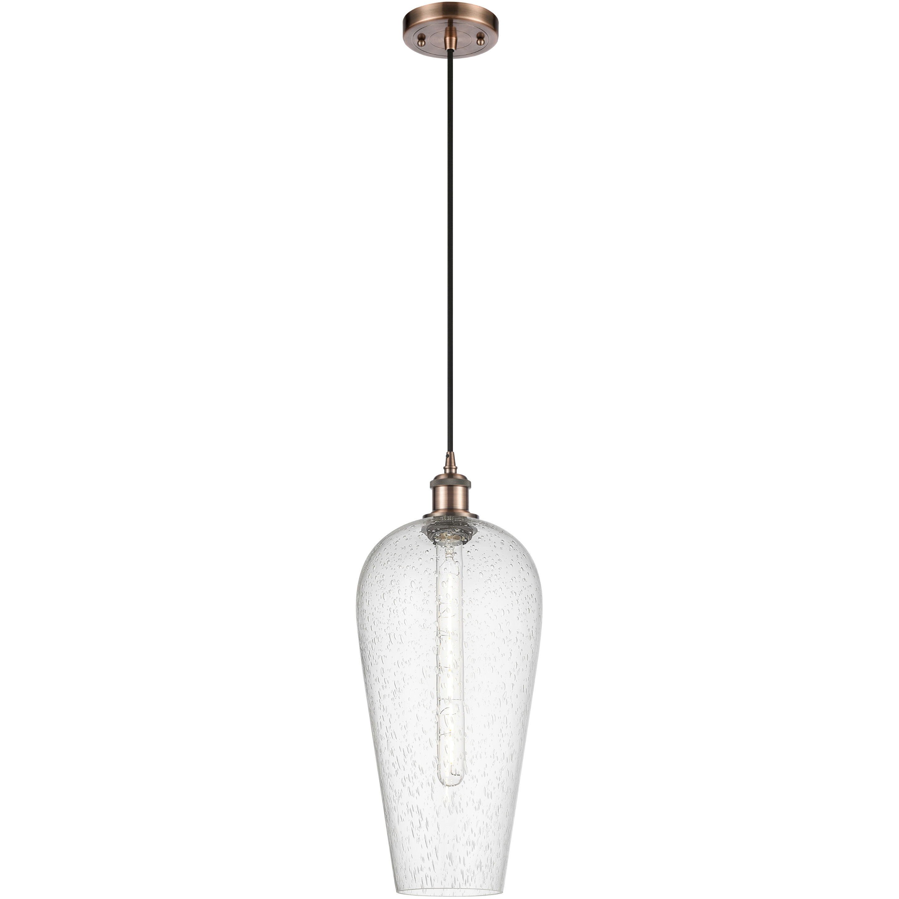 Ballston Chelsea 1 Light 8 inch Antique Copper Mini Pendant Ceiling Light in Seedy Glass