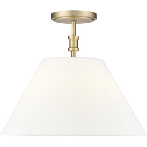 Adorra 3 Light 16 inch Vintage Brass Indoor Semi-Flush Ceiling Light