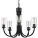 Melina 5 Light 24 inch Matte Black with Clear Chandelier Ceiling Light