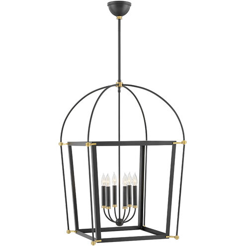 Selby 6 Light 25 inch Black with Heritage Brass Indoor Chandelier Ceiling Light