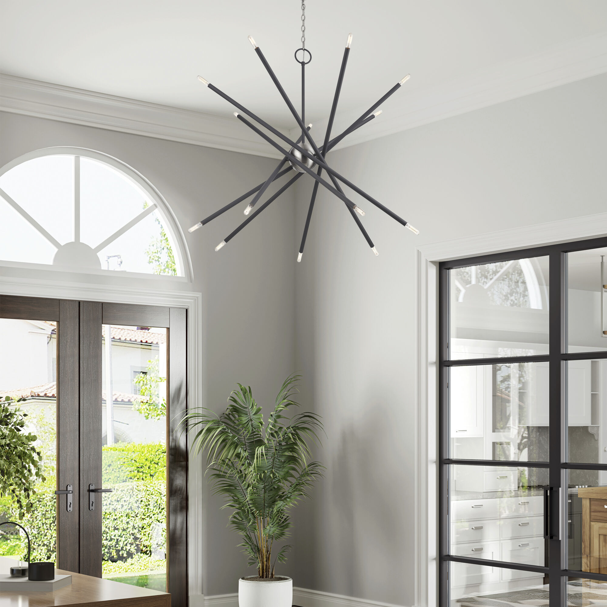 Soho 14 Light 40 inch Scandinavian Gray with Brushed Nickel Accents Foyer Chandelier Ceiling Light