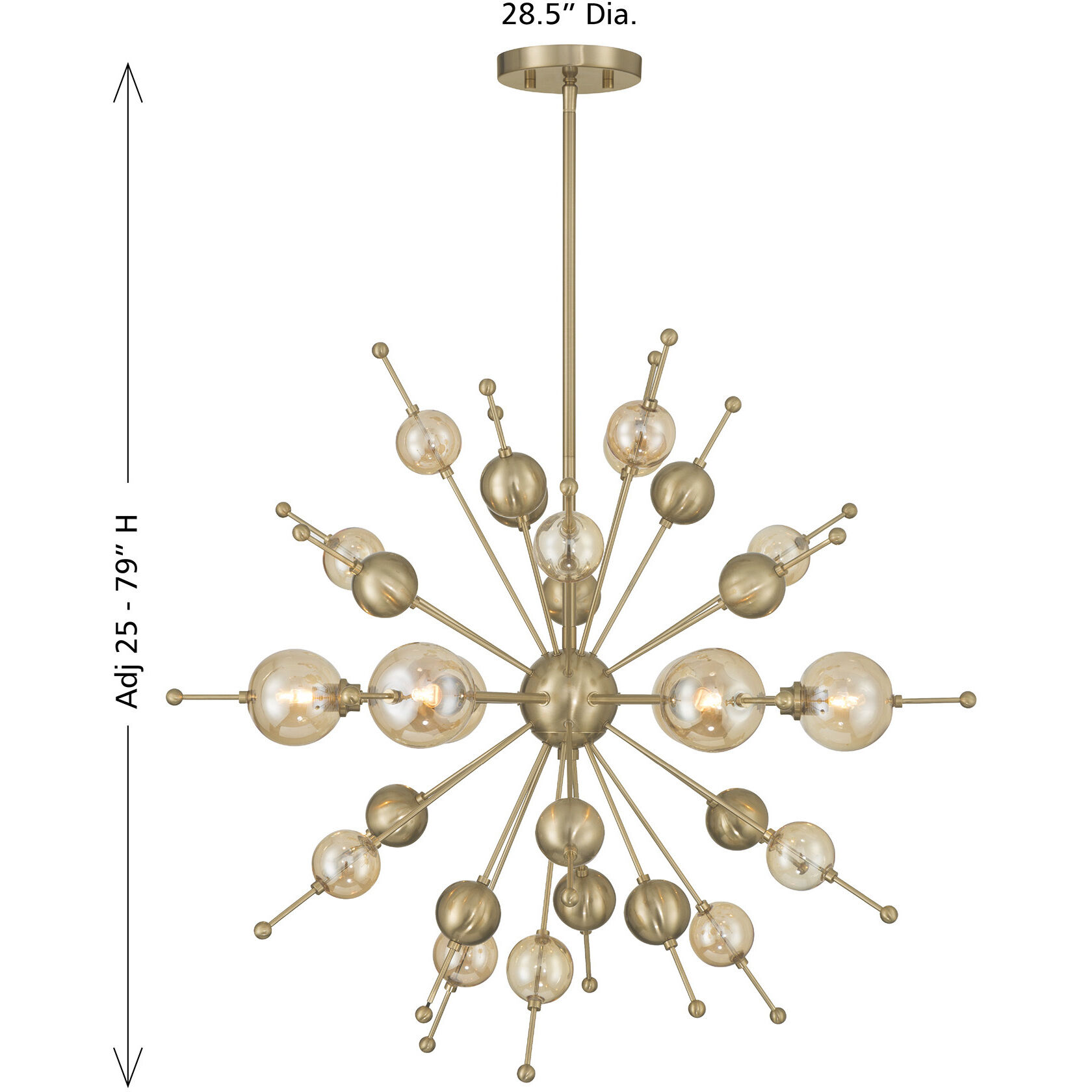 Crescent 6 Light 28.5 inch Noble Brass Chandelier Ceiling Light