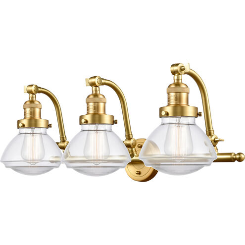 Franklin Restoration Olean LED 29 inch Satin Gold Bath Vanity Light Wall Light in Clear Glass, Franklin Restoration