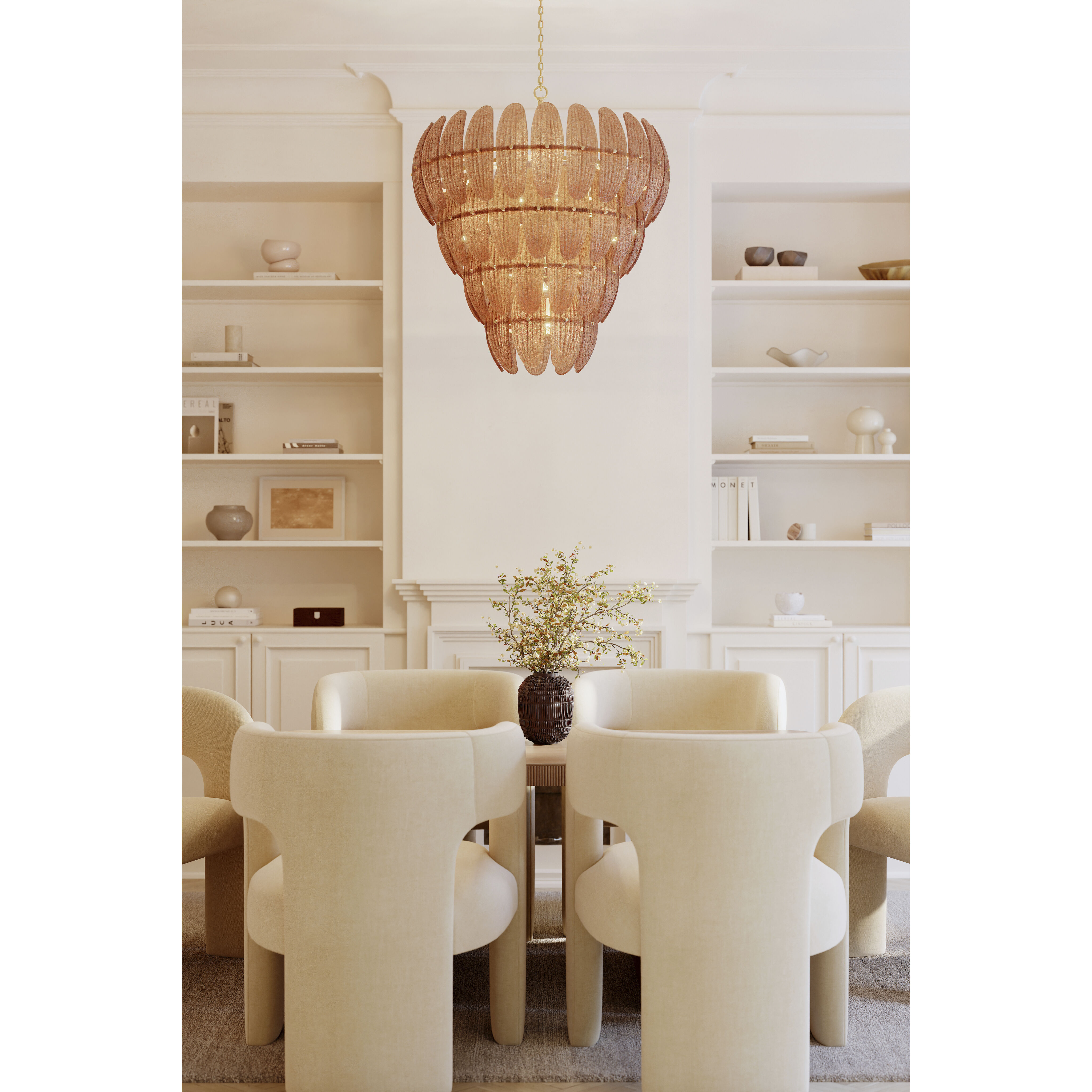 Marclaire 15 Light 32.75 inch Legacy Brass Pendant Ceiling Light in Brown Textured Handmade Glass