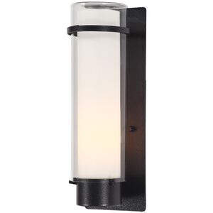 Essex Outdoor 1 Light 14 inch Hammered Black Outdoor Sconce in Half Opal Glass