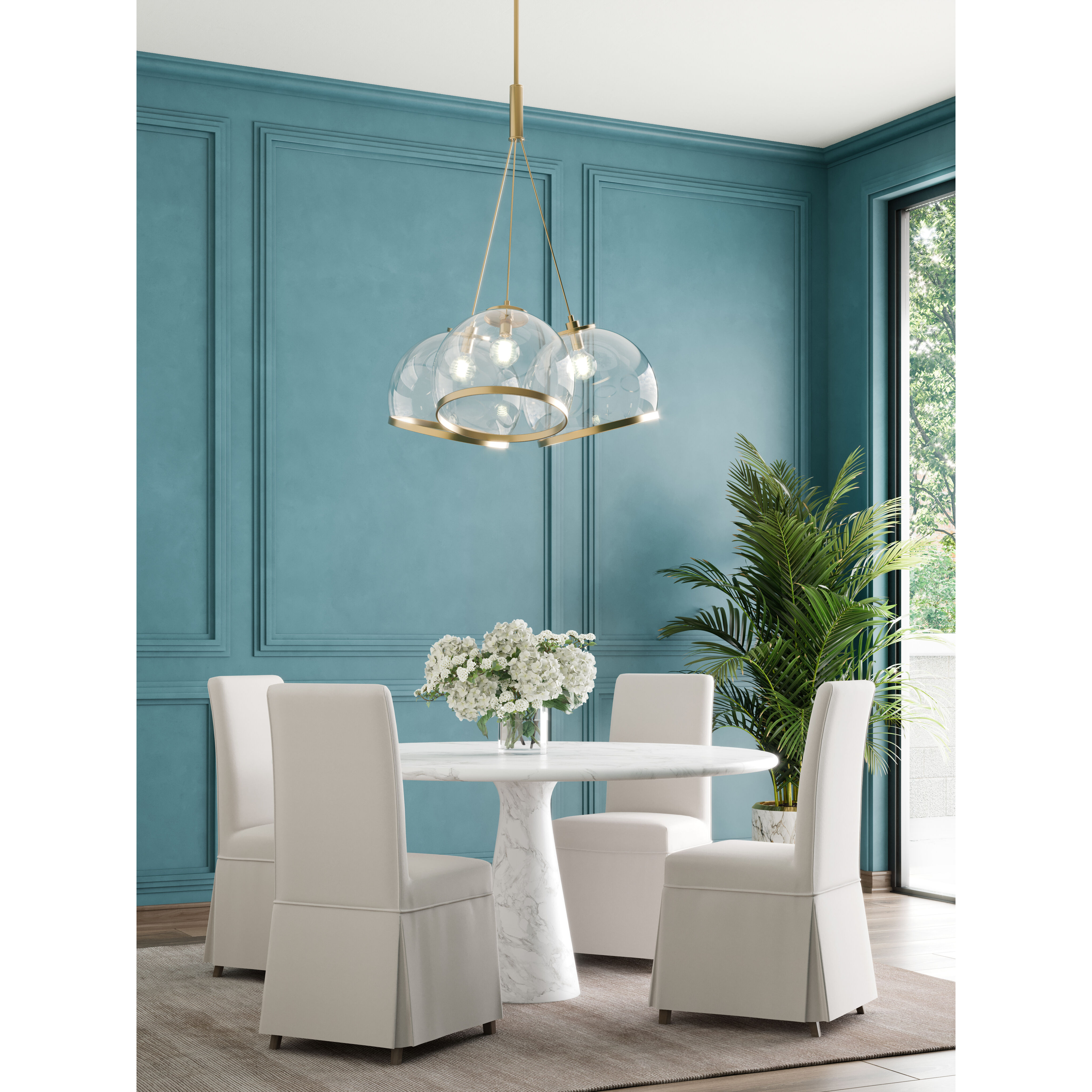 Coast 3 Light 35 inch Vintage Brass Pendant Ceiling Light