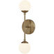 Fusion Collection - Noho Family 2 Light 4.5 inch Brushed Brass and Etched Opal Semi-Flush Ceiling Light in 4" D x 4.5" W x 16.5" H, EVOLV